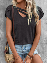 Camisetas sueltas de manga corta con cuello en V y color liso